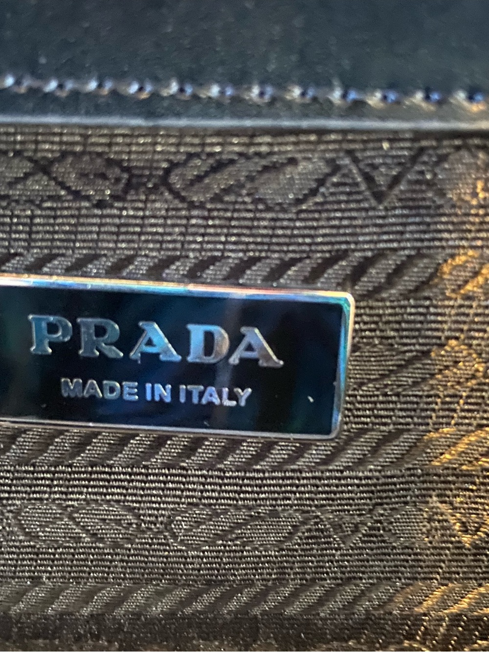 Prada Black Nylon Tote with Black Leather Trim and Gold Logo - Picture 3 of 9